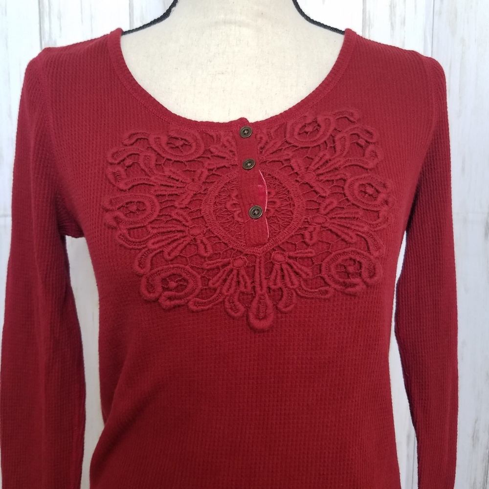 Lucky Brand Thermal top with lacy detail